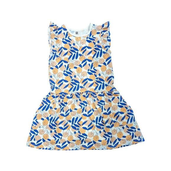 Tea Collection Orange Peach Fruit Blue Sun Dress Cotton Summer Girls Size 12 - Picture 7 of 7